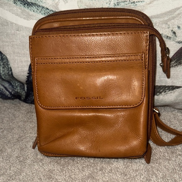Vintage Fossil Tan Leather Crossbody Bag - Picture 2 of 6